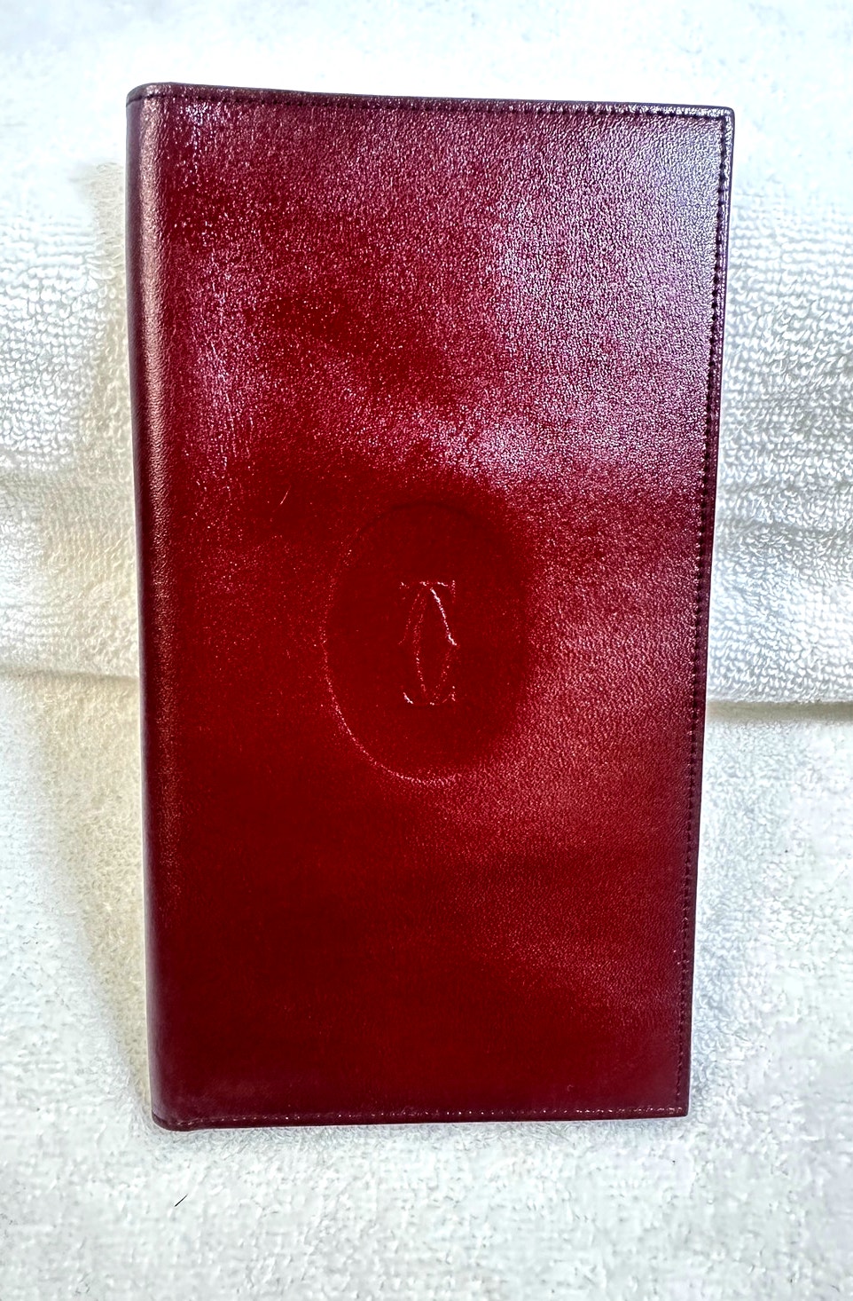 Authentic Cartier Must De Cartier Burgundy Leather Long Billfold WalletVintage